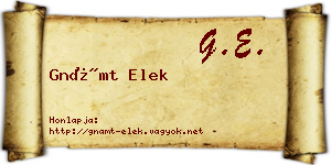 Gnámt Elek névjegykártya